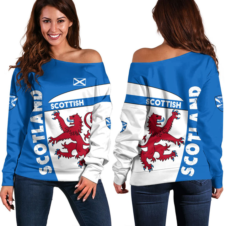 Scotland Off Shoulder Sweatshirt Heritage Lion Rampant