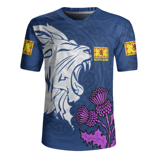 Scotland Rugby Jersey Roaring Lion Thistle Pride Blue Bold National Identity Spiritwear