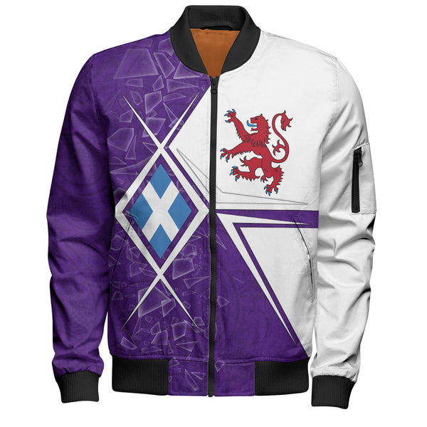 Scotland Bomber Jacket Purple Shard Lion Saltire Fusion Urban Highland Graphic Style