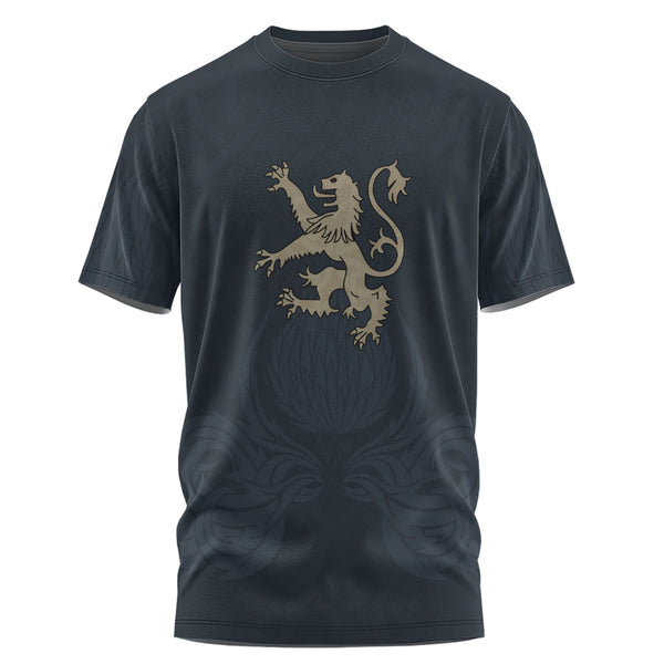 Scotland T-Shirt Twin Lion Crest Midnight Thistle Heritage Edition