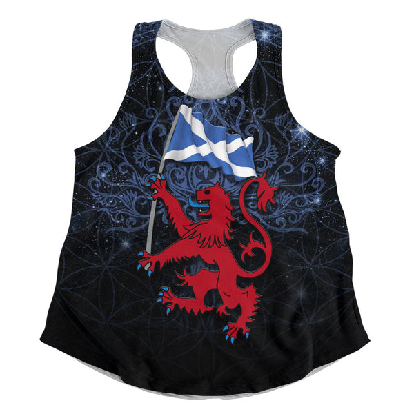 Scotland Women Tank Starborn Lion Saltire Banner Celestial Blue Highland Pride Gear