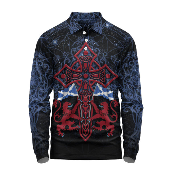 Scotland Long Sleeve Polo Shirt Celestial Guardians