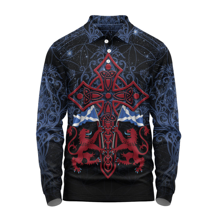Scotland Long Sleeve Polo Shirt Celestial Guardians