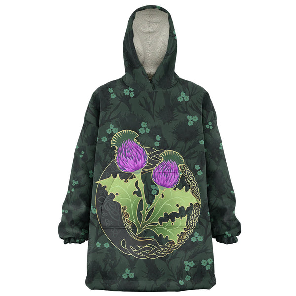 Scotland Snug Hoodie Thistle Bloom Celtic Emblem Nature Heritage Green Pattern Art