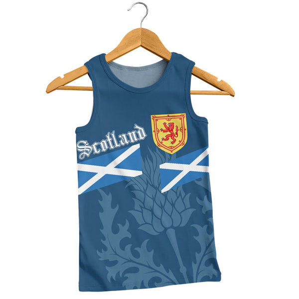 Scotland Tank Top Saltire Thistle Crest Blue Heritage Emblem National Pride Wear
