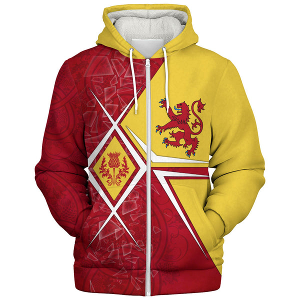 Scotland Sherpa Hoodie Royal Flame Thistle Crest Red Lion Valor Modern Heritage Blend