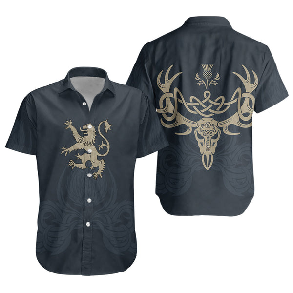 Scotland Short Sleeve Shirt Twin Lion Crest Midnight Thistle Heritage Edition