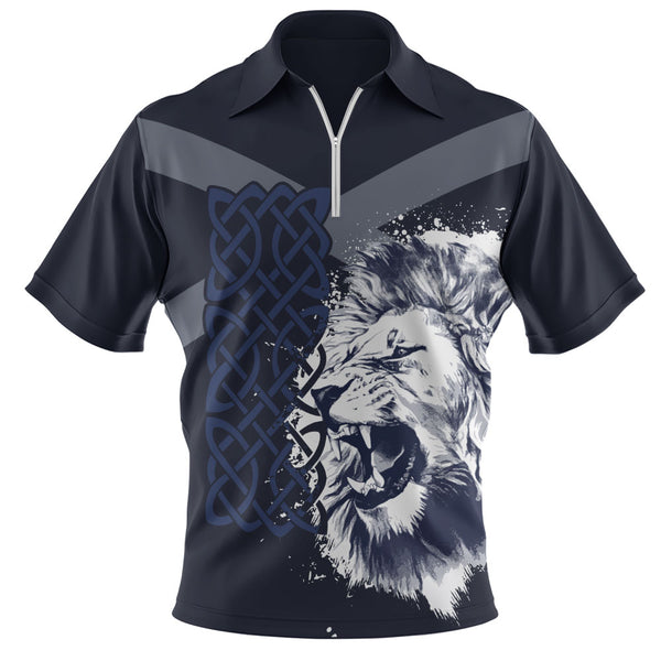 Scotland Zip Polo Shirt Majestic Pride The Celtic Guardian of Scotland