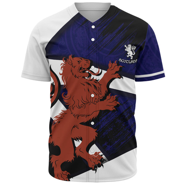 Scotland Baseball Shirt Roar of the Highland Lion Across the Saltire Sky