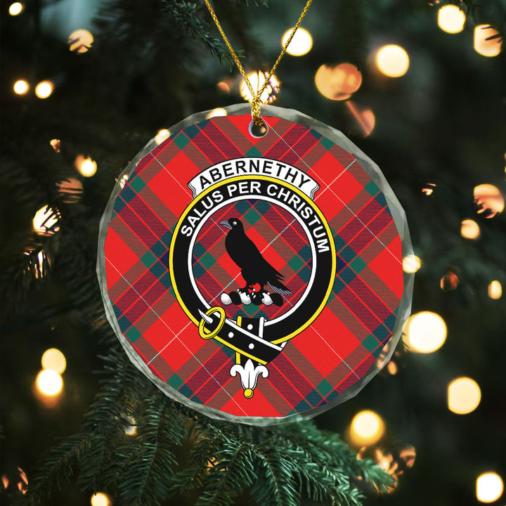 Abernethy Modern Clan Badge Tartan Glass Ornament