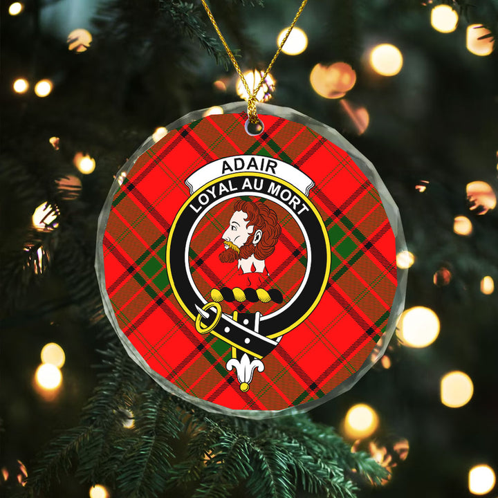 Adair Clan Badge Tartan Glass Ornament