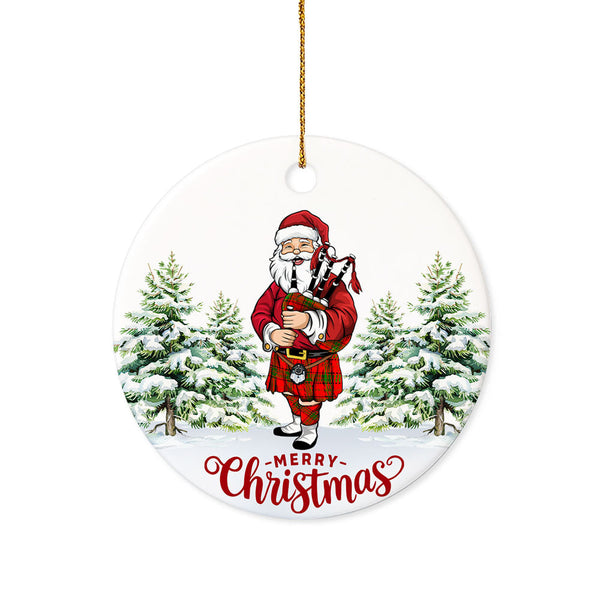Adair Tartan Ceramic Ornament Santa
