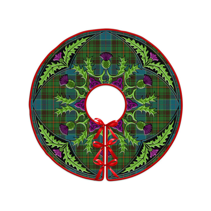Adam Ancient Clan Badge Tartan Christmas Tree Skirt Scottish Thistle Design