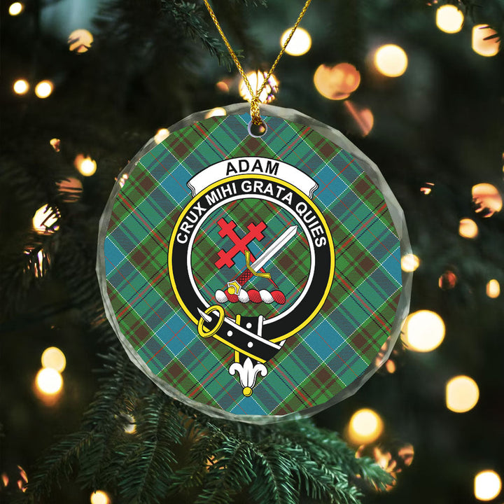 Adam Ancient Clan Badge Tartan Glass Ornament