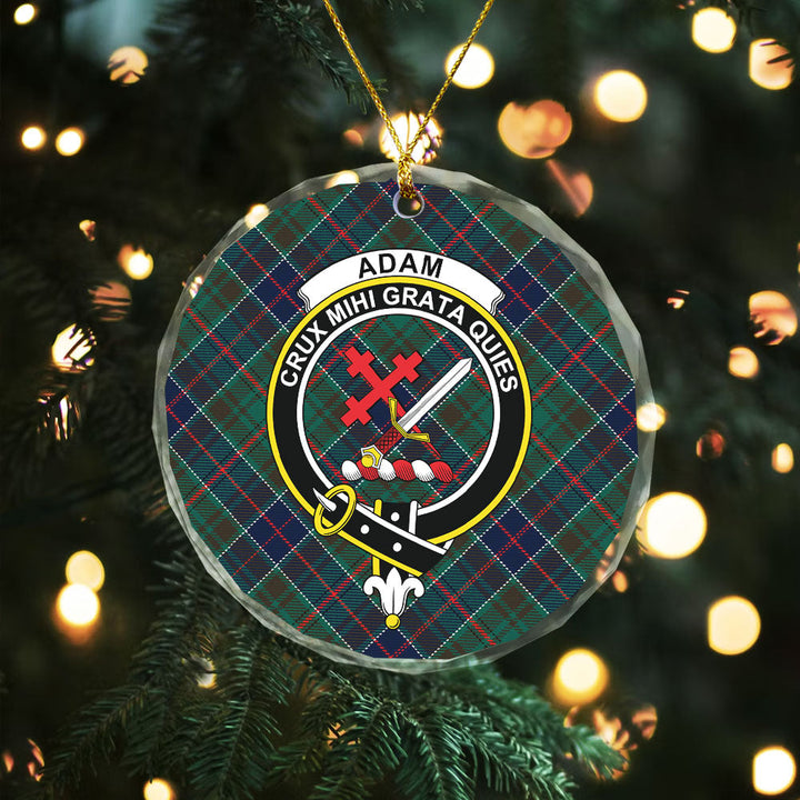 Adam Modern Clan Badge Tartan Glass Ornament