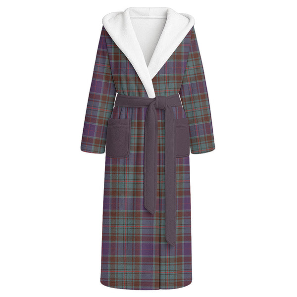 Adam Weathered Clan Badge Tartan Flannel Hooded Bathrobe