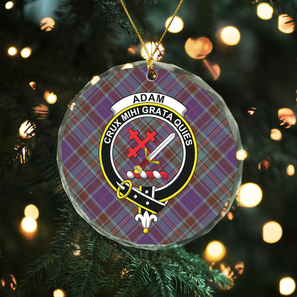 Adam Weathered Clan Badge Tartan Glass Ornament