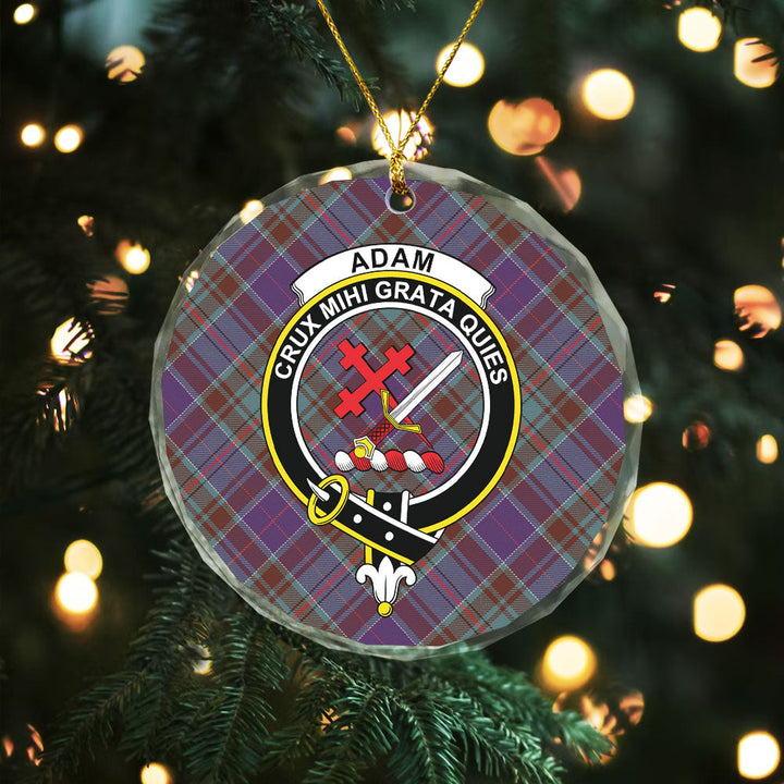 Adam Weathered Clan Badge Tartan Glass Ornament