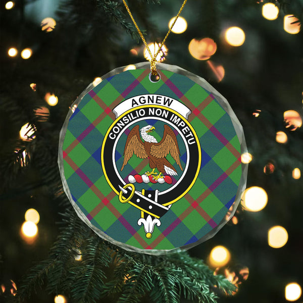 Agnew (MacAgnew) Modern Clan Badge Tartan Glass Ornament