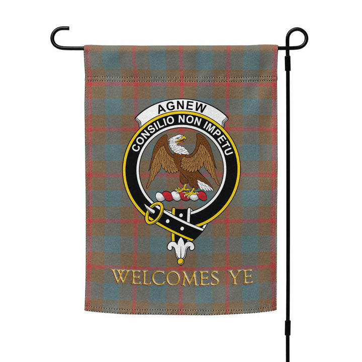 Agnew (MacAgnew) Weathered Clan Badge Tartan Garden Flag