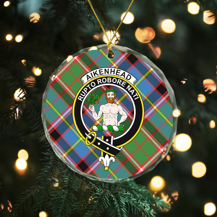 Aikenhead Clan Badge Tartan Glass Ornament