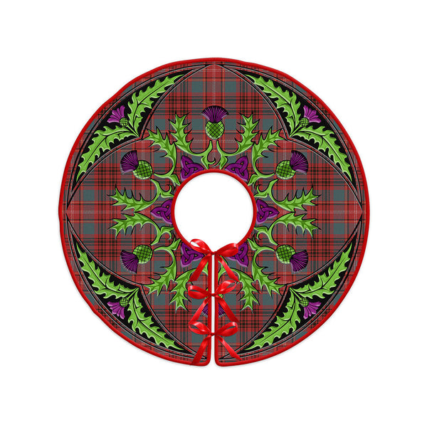 Ainslie Weathered Clan Badge Tartan Christmas Tree Skirt Scottish Thistle Design