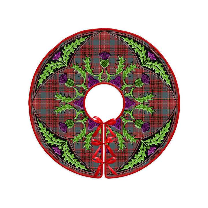 Ainslie Weathered Clan Badge Tartan Christmas Tree Skirt Scottish Thistle Design