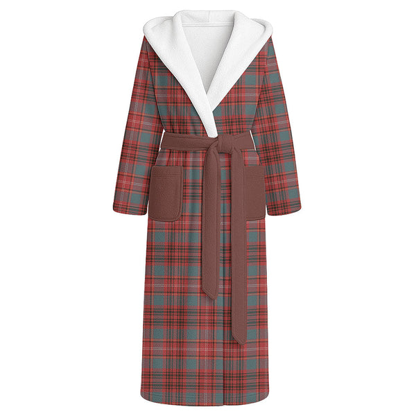 Ainslie Weathered Clan Badge Tartan Flannel Hooded Bathrobe