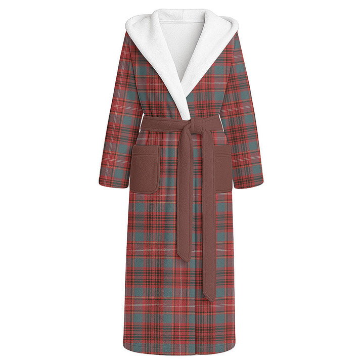 Ainslie Weathered Clan Badge Tartan Flannel Hooded Bathrobe
