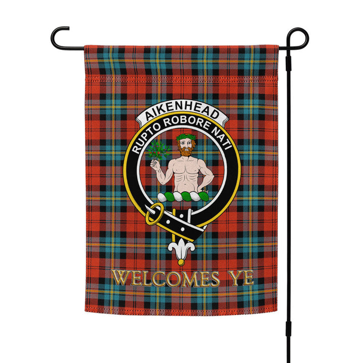 Aitken Ancient Clan Badge Tartan Garden Flag