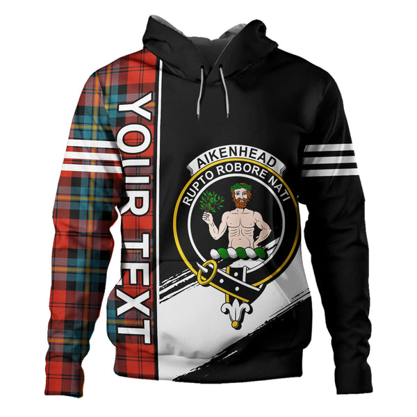 Aitken Ancient Clan Badge Tartan Hoodie Quarter Style Personalized