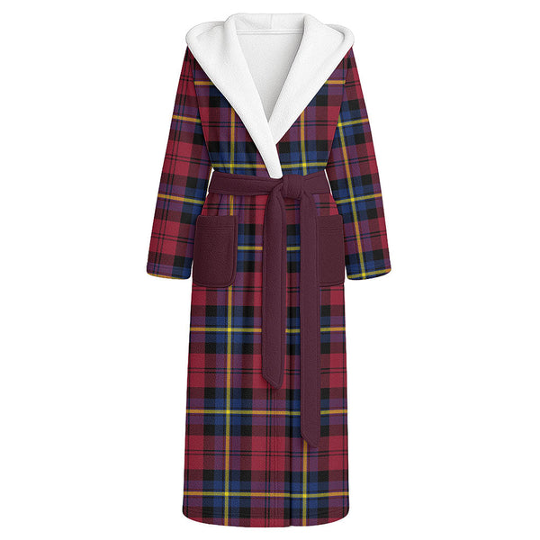 Aitken Modern Clan Badge Tartan Flannel Hooded Bathrobe