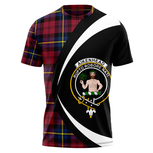 Aitken Modern Clan Badge Tartan T-Shirt Circle Style Personalized
