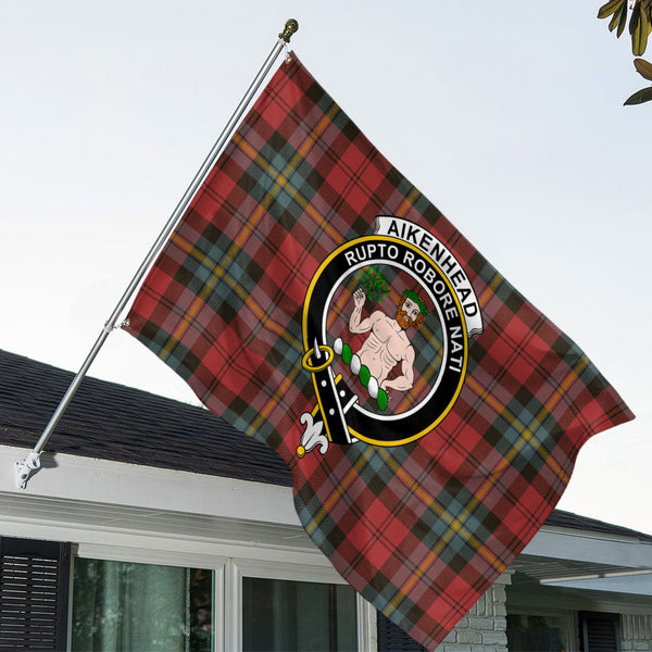 Aitken Weathered Clan Badge Tartan House Flag