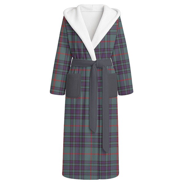Aiton Weathered Clan Badge Tartan Flannel Hooded Bathrobe
