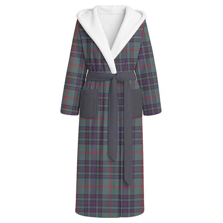 Aiton Weathered Clan Badge Tartan Flannel Hooded Bathrobe