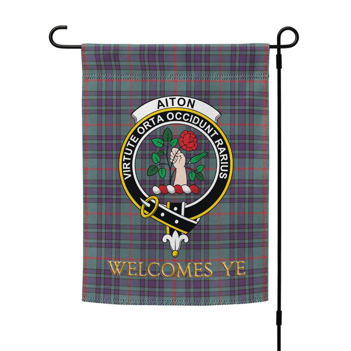 Aiton Weathered Clan Badge Tartan Garden Flag