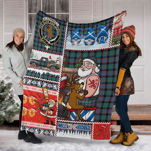 Alexander Hunting Ancient Clan Badge Tartan Blanket Scotland Santa Tattoo Christmas Comic Patchwork Style