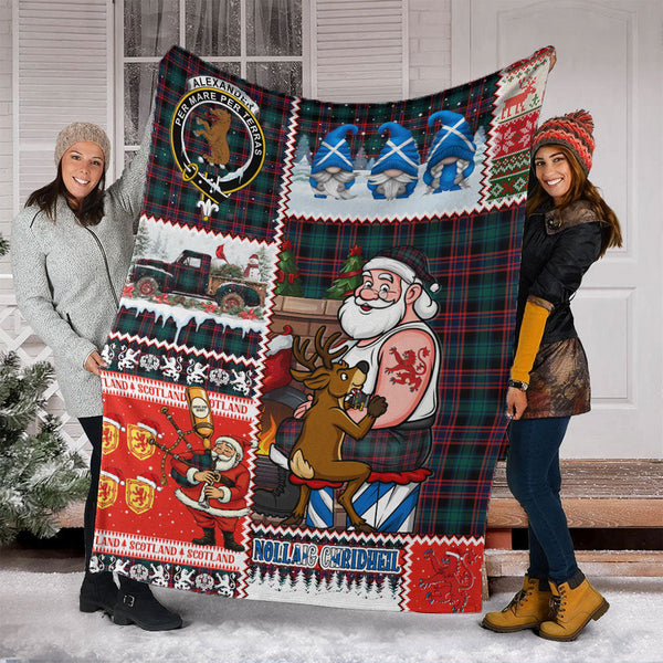 Alexander Hunting Modern Clan Badge Tartan Blanket Scotland Santa Tattoo Christmas Comic Patchwork Style