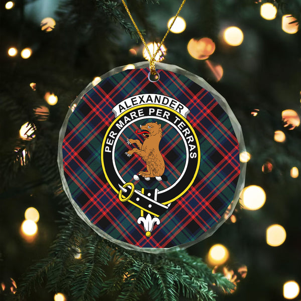 Alexander Hunting Modern Clan Badge Tartan Glass Ornament
