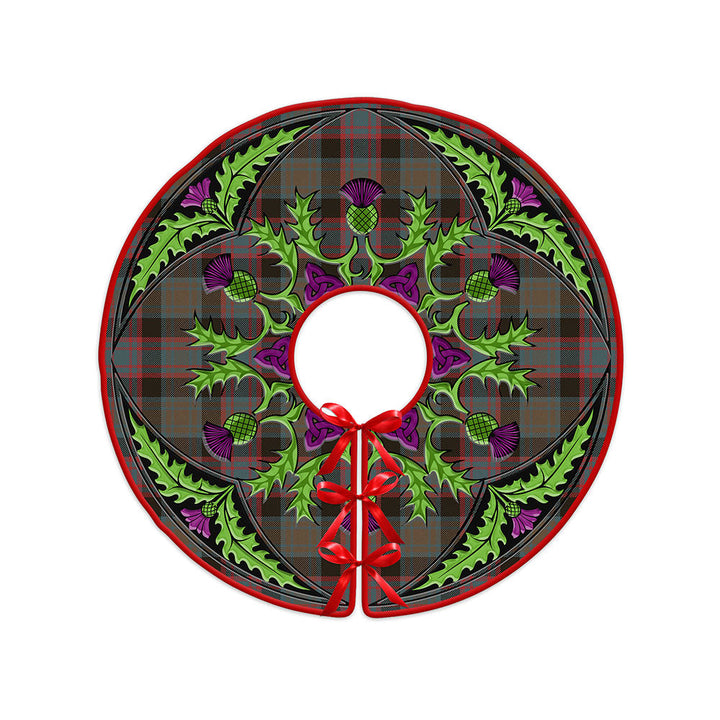 Alexander Hunting Weathered Clan Badge Tartan Christmas Tree Skirt Scottish Thistle Design
