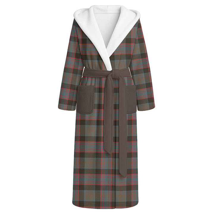 Alexander Hunting Weathered Clan Badge Tartan Flannel Hooded Bathrobe