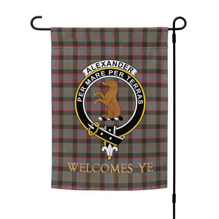 Alexander Hunting Weathered Clan Badge Tartan Garden Flag