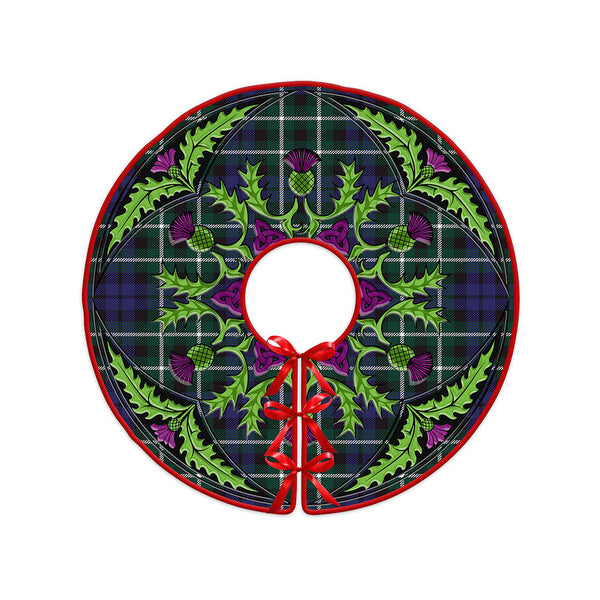 Allardice Clan Badge Tartan Christmas Tree Skirt Scottish Thistle Design