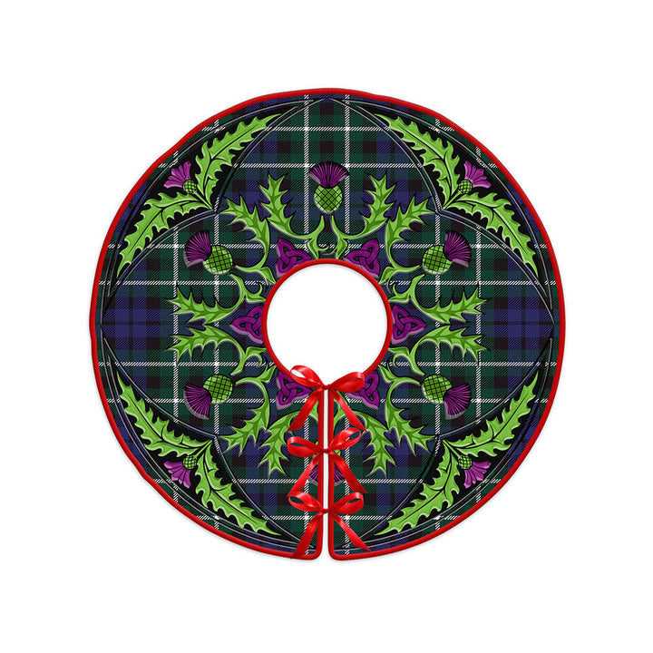 Allardice Clan Badge Tartan Christmas Tree Skirt Scottish Thistle Design