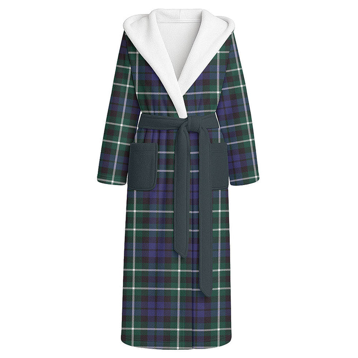 Allardice Clan Badge Tartan Flannel Hooded Bathrobe