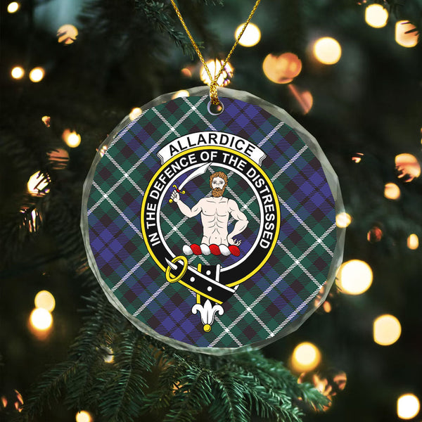 Allardice Clan Badge Tartan Glass Ornament