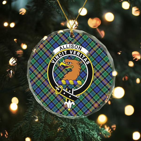 Allison Clan Badge Tartan Glass Ornament