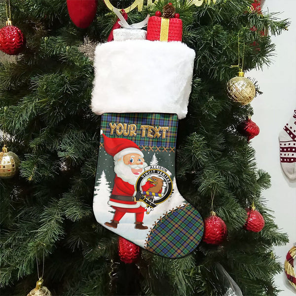 Allison Clan Badge Tartan Christmas Stocking Holiday Blessings Merry Christmas Joy