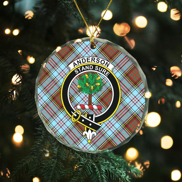 Anderson Ancient Clan Badge Tartan Glass Ornament